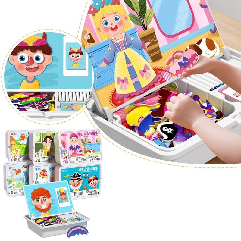 Magnetic Dress-Up Puzzle Book – Creative Magnetic Face & Outfit Game, New Upgrade Educational Travel Toy (Expression Changing Show) ﻿ (Green) - Image 5